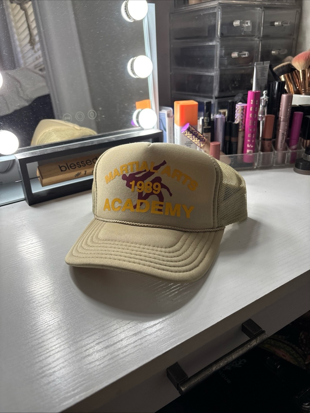 OTTO Beige 'Martial Arts Academy 1989' Trucker Hat
